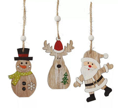 Boîte de 9 Pendentifs Bois Assortis 8 cm