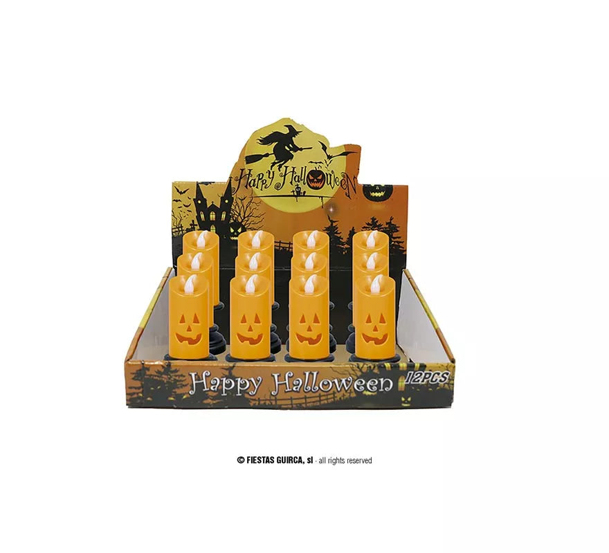 Translation missing: fr.Caja de 12 Velas naranja con luz de 12,5 cm