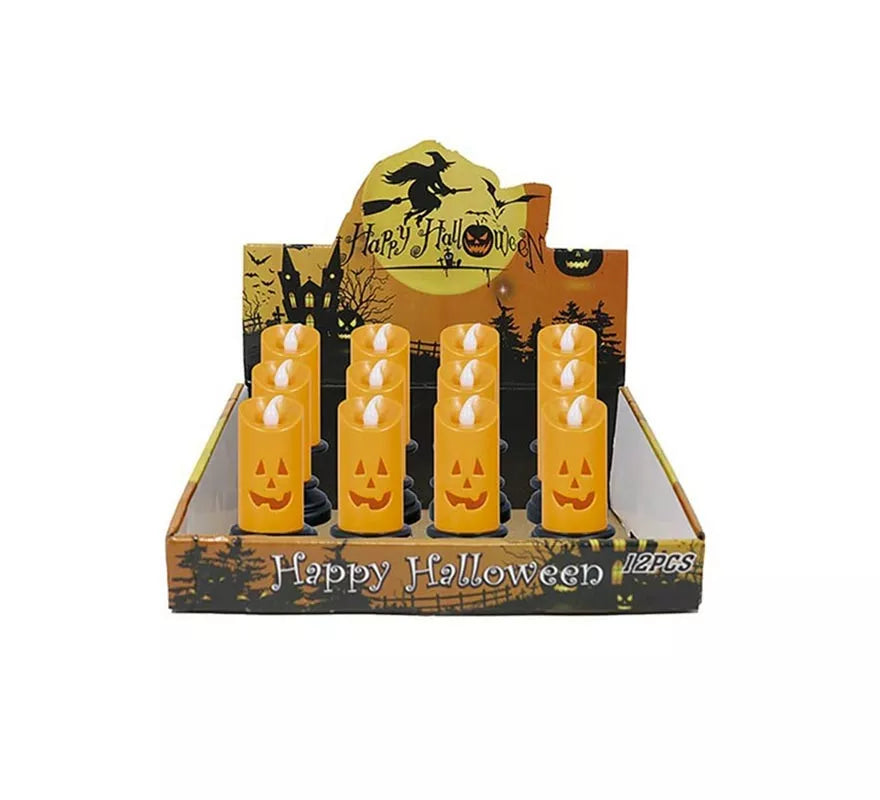 Translation missing: fr.Caja de 12 Velas naranja con luz de 12,5 cm