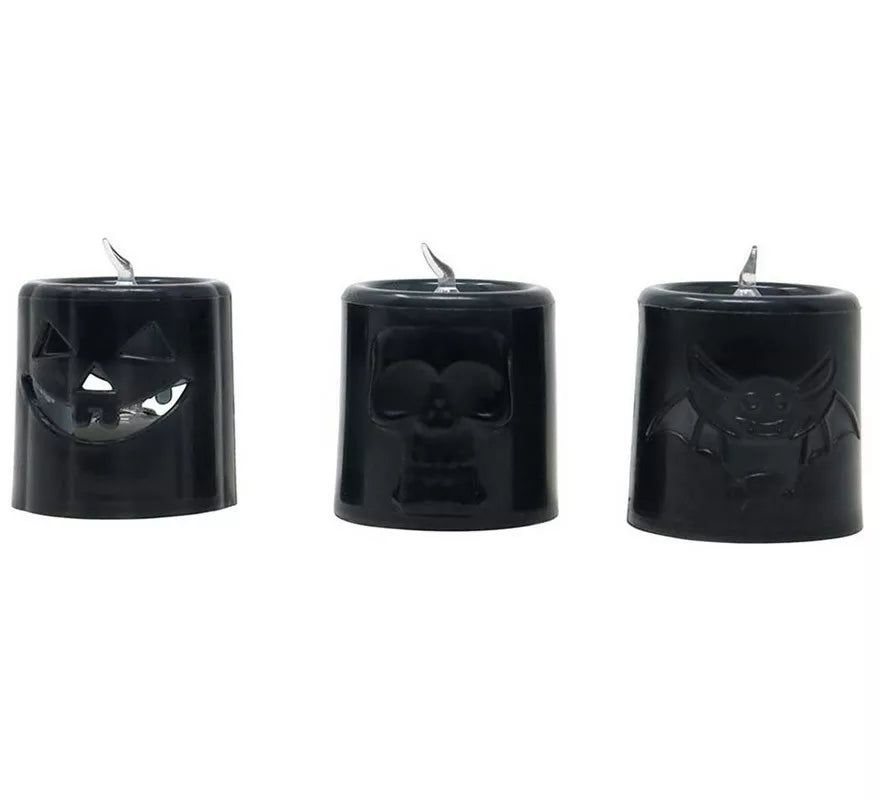 Translation missing: fr.Caja de 12 Velas Naranja y Negra con Luz de 4.5X4.5 cm