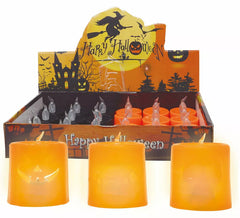 Boite de 12 Bougies Orange et Noires avec Lumière 4.5X4.5 cm