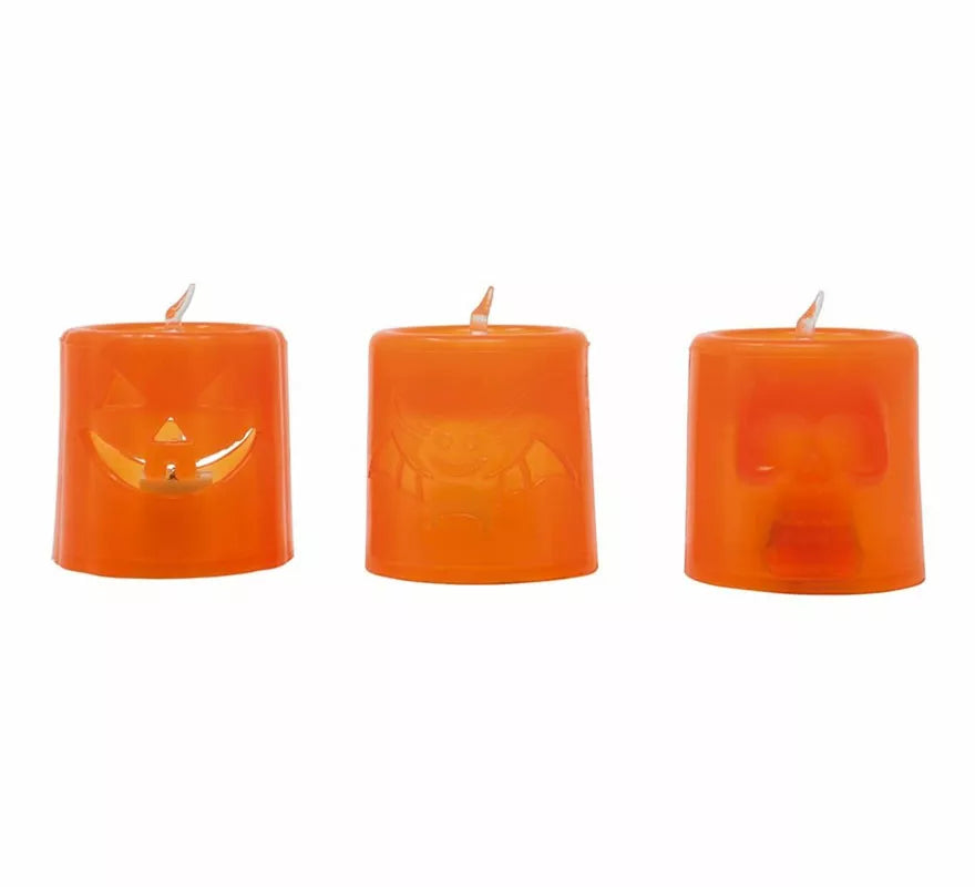 Translation missing: fr.Caja de 12 Velas Naranja y Negra con Luz de 4.5X4.5 cm