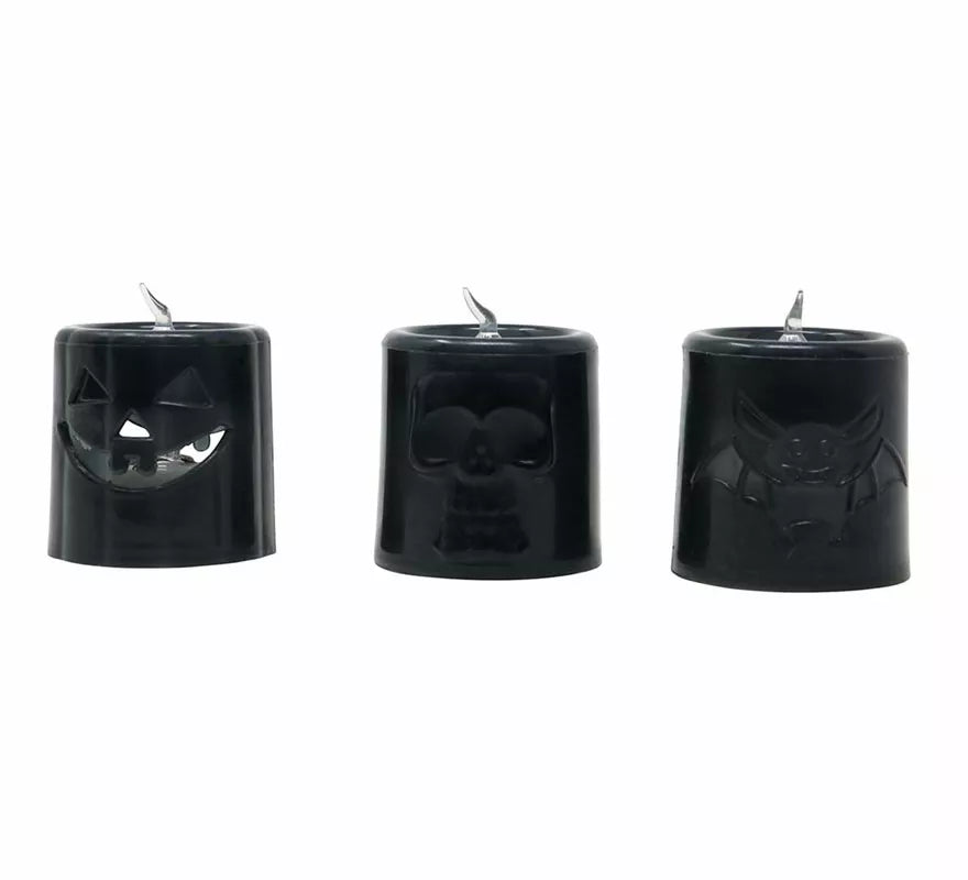 Translation missing: fr.Caja de 12 Velas Naranja y Negra con Luz de 4.5X4.5 cm