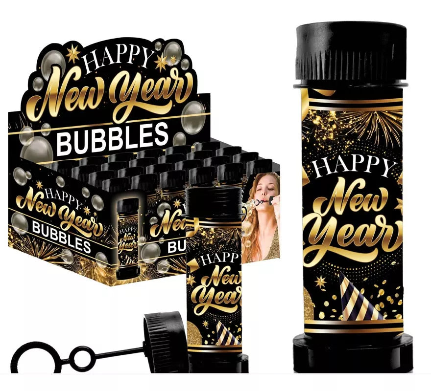 Translation missing: fr.Caja de 24 Botes Burbujas Happy New Year de 14 cm