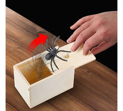 Boîte en bois avec araignée farceuse