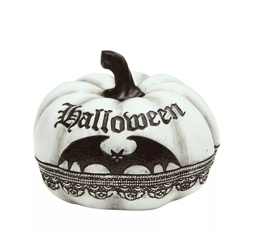 Translation missing: fr.Calabaza blanca con Murciélago de 12x15 cm de Halloween