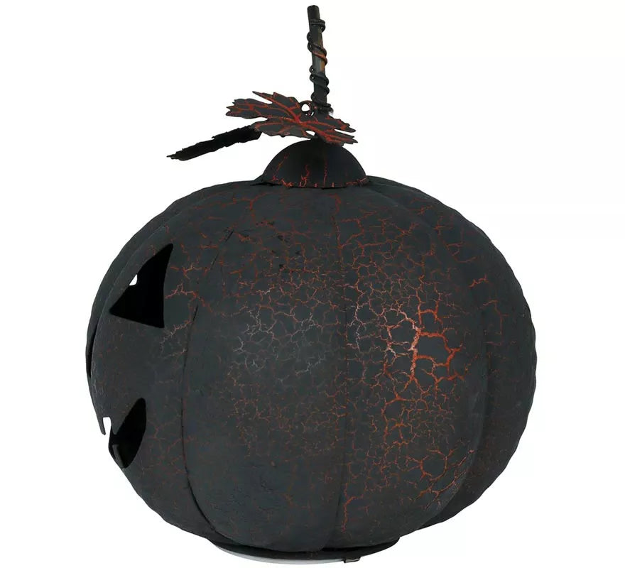 Translation missing: fr.Calabaza negra y naranja de Metal con Luz de 20 cm