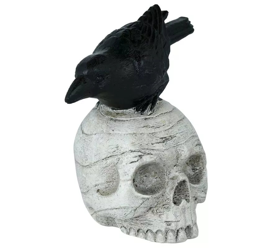 Translation missing: fr.Calavera con Cuervo de Resina de 14x9 cm