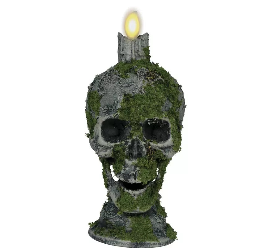 Translation missing: fr.Calavera con Vela y Musgo con Luz de 35 cm