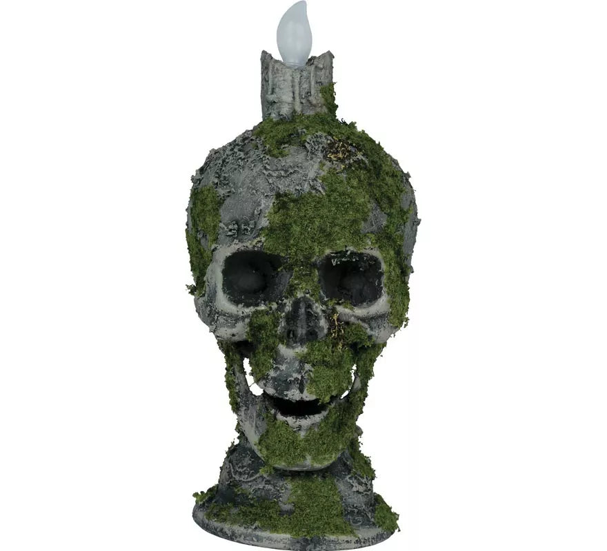 Translation missing: fr.Calavera con Vela y Musgo con Luz de 35 cm