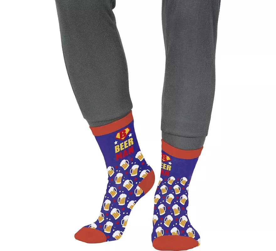 Translation missing: es.Calcetines azules BeerMan para adultos