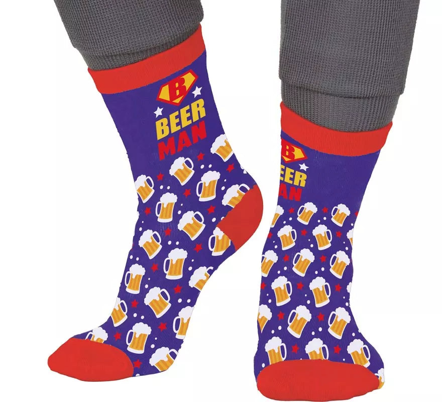 Translation missing: es.Calcetines azules BeerMan para adultos