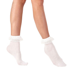 Chaussettes blanches à volants en dentelle 70 DEN