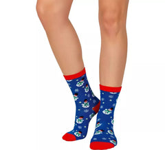 Chaussettes de Noël bonhomme de neige bleues Taille enfant 22-28
