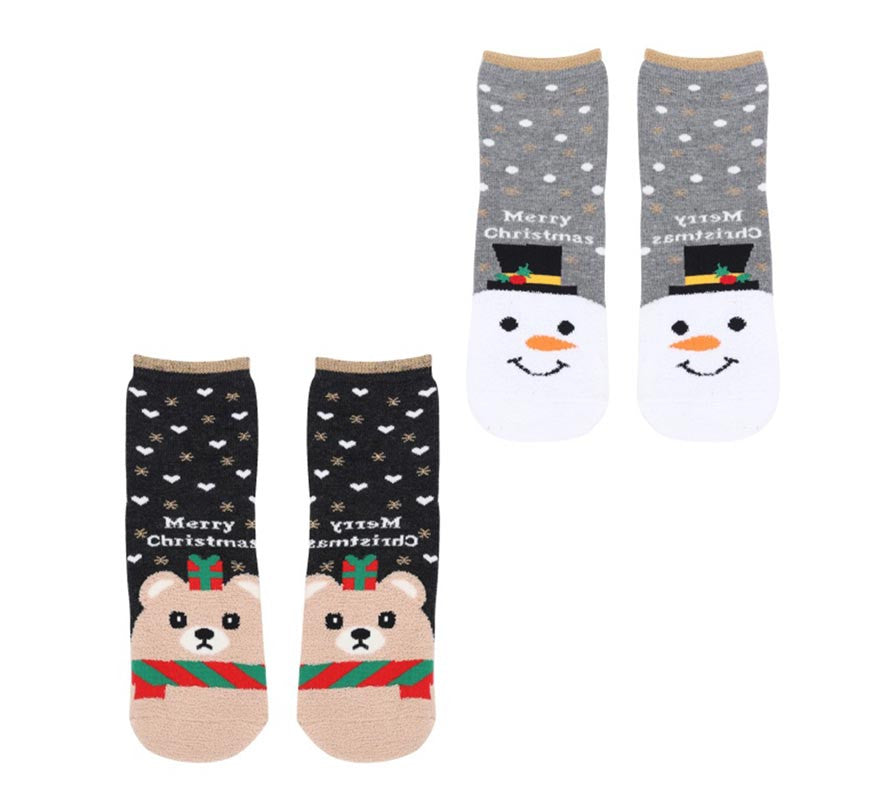 Translation missing: fr.Calcetines Navideños Muñeco de nieve y Oso en modelos surtidos adulto