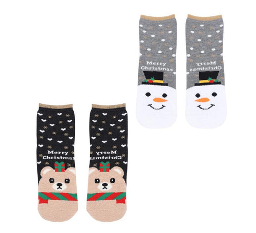Calcetines Navideños Muñeco de nieve y Oso en modelos surtidos adulto