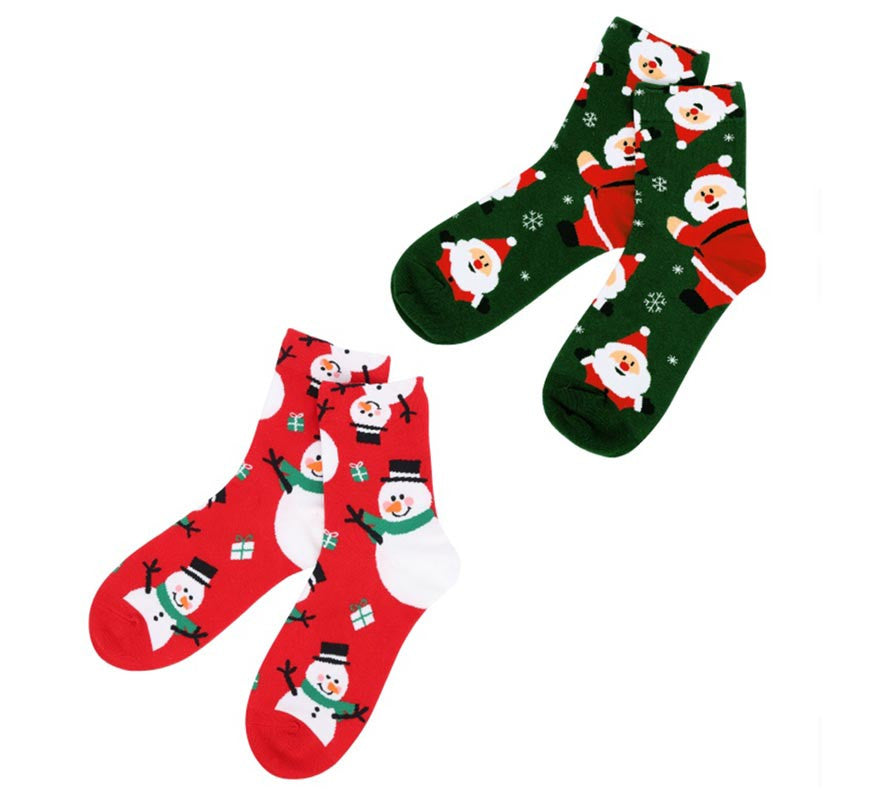 Translation missing: fr.Calcetines Navideños Papá Noel y Muñeco de nieve Talla 28-35 en modelos surtidos infantil