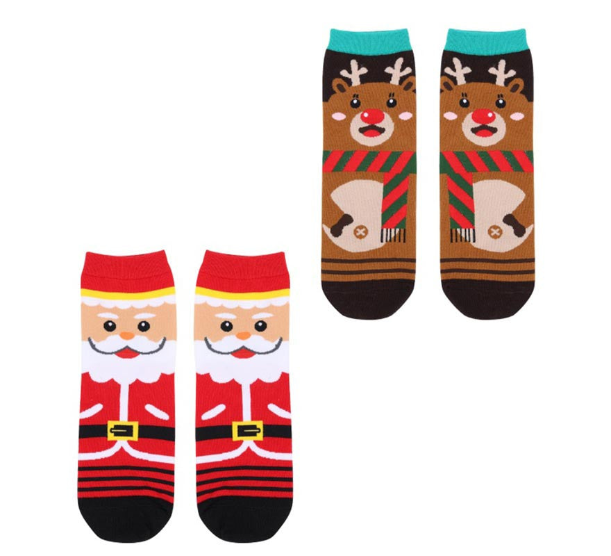 Translation missing: fr.Calcetines Navideños Papá Noel y Reno en modelos surtidos adulto