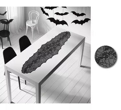 Chemin de table toile d'araignée noire 188x55 cm