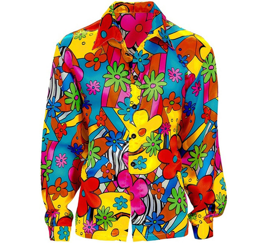 Translation missing: fr.Camisa de Hippie de los Años 60 con Flores para hombre