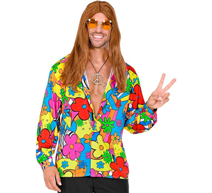 Translation missing: fr.Camisa de Hippie de los Años 60 con Flores para hombre