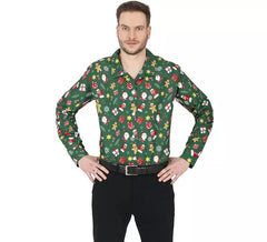 Chemise de Noël verte imprimée pour homme