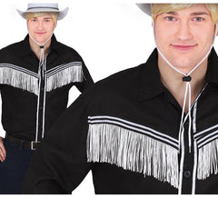 Chemise cowboy noire à franges adulte