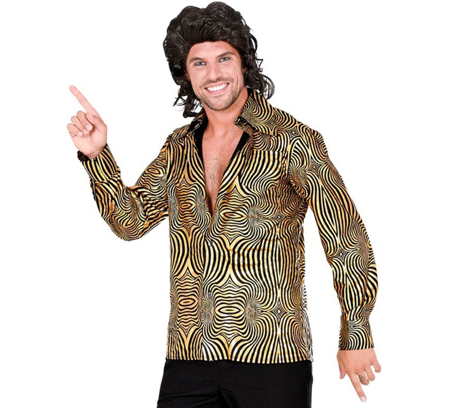 Translation missing: fr.Camisa Disco Años 70 dorada para hombre