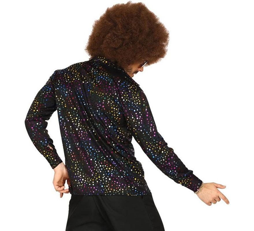 Translation missing: fr.Camisa Disco Años 70 negra multicolor para hombre