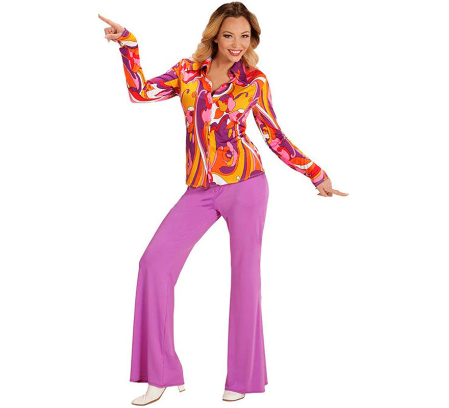 Translation missing: fr.Camisa Disco Años 70 Orquídeas para mujer
