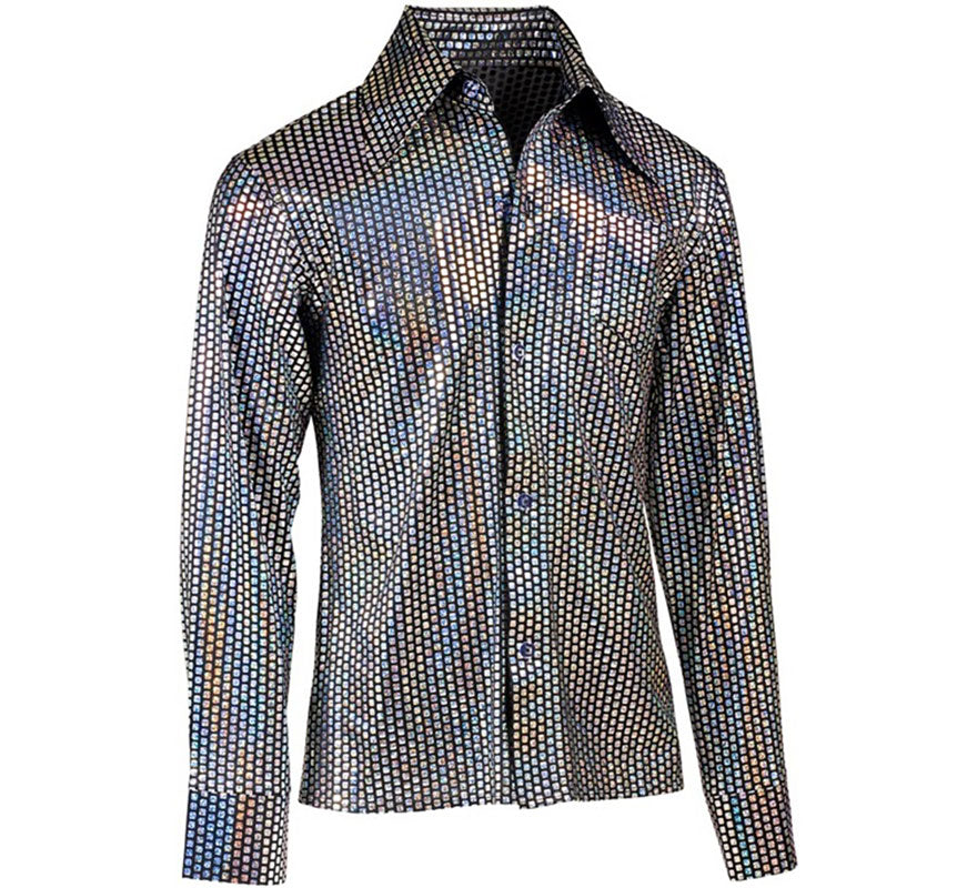 Translation missing: fr.Camisa Disco Años 70 plateada para hombre