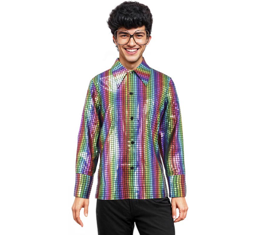 Translation missing: fr.Camisa Disco Bling Arcoíris para hombre