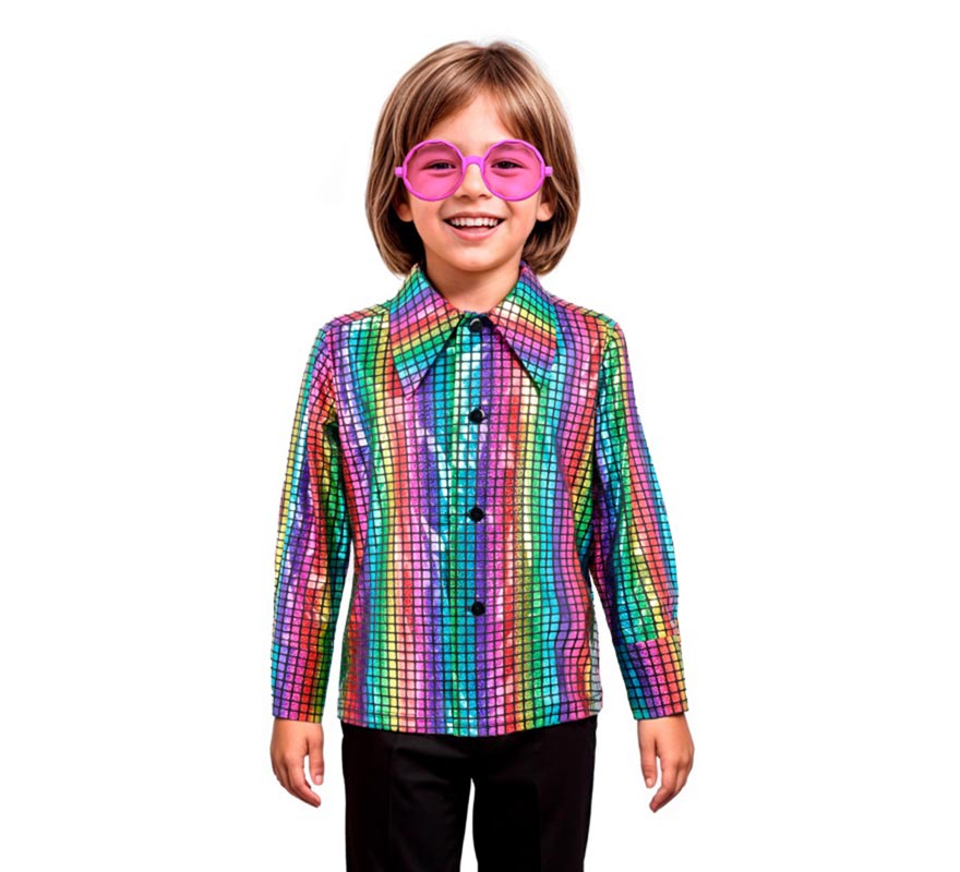 Translation missing: fr.Camisa Disco Bling Arcoíris para niño