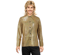 Chemise disco dorée pour hommes