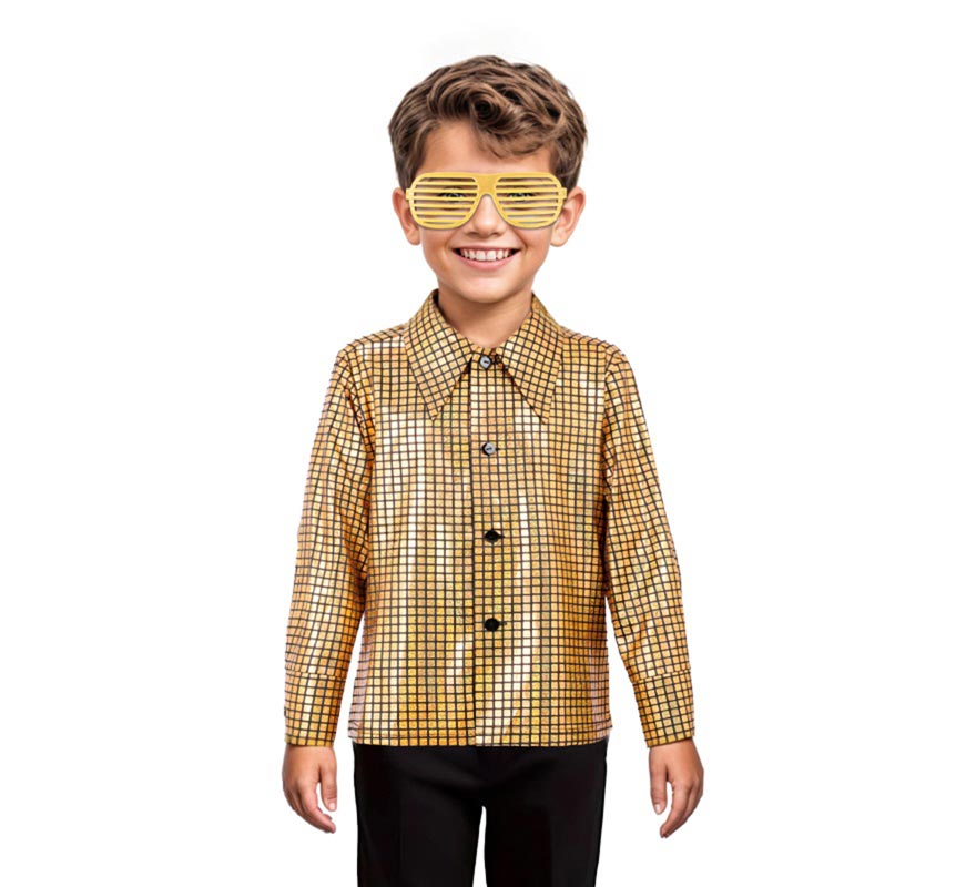 Translation missing: fr.Camisa Disco Bling dorada para niño