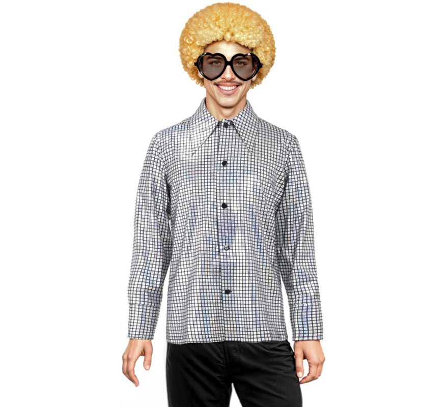 Translation missing: fr.Camisa Disco Bling plateada para hombre