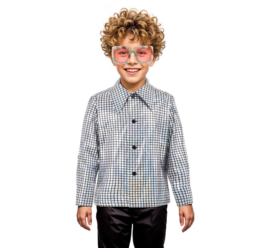 Camisa Disco Bling plateado para niño