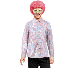 Chemise Disco Bling Psychédélique Rose pour Homme