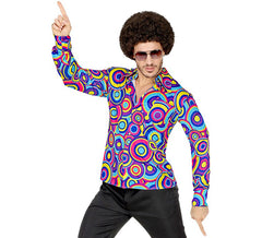 Chemise disco imprimée années 70 pour homme