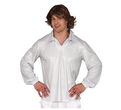 Camisa Disco Plateada para Hombre