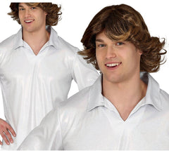 Chemise disco argentée pour homme