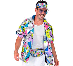 Chemise blanche imprimée années 80 pour adultes