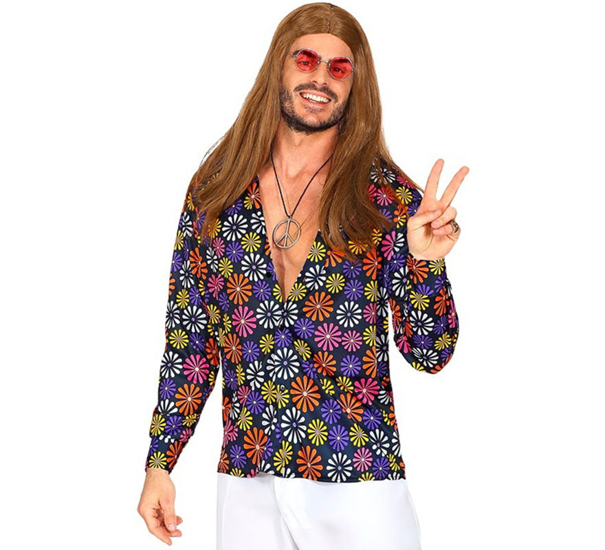 Translation missing: fr.Camisa Estampada de Hippie de los Años 70 con Flores para hombre