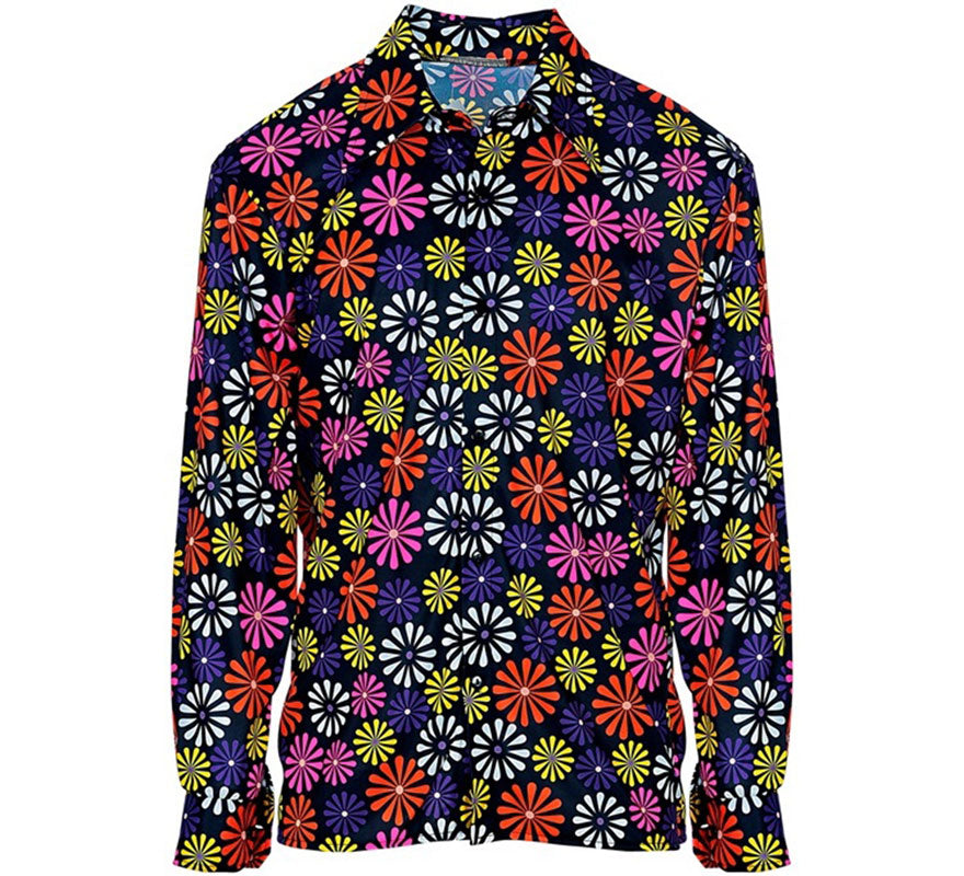 Translation missing: fr.Camisa Estampada de Hippie de los Años 70 con Flores para hombre