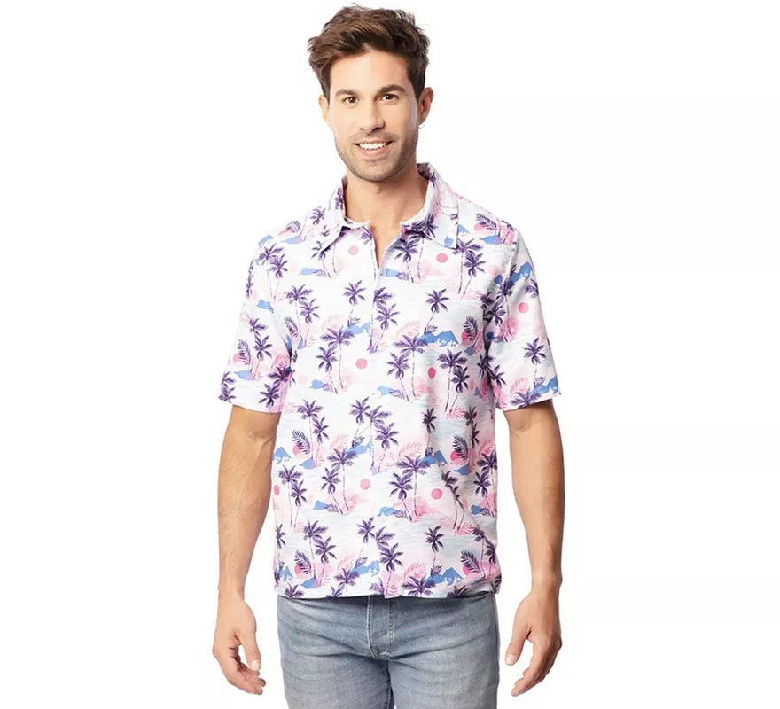 Translation missing: fr.Camisa Hawaiana estampado morado adulto
