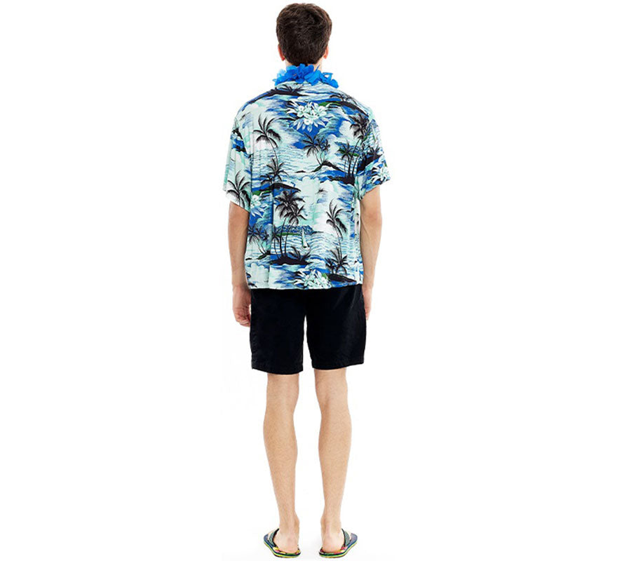 Translation missing: fr.Camisa Hawaiana Palmeras azul para hombre