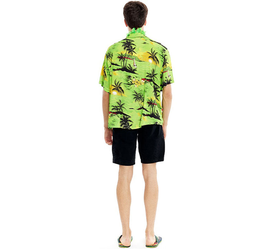Translation missing: fr.Camisa Hawaiana Palmeras verde para hombre