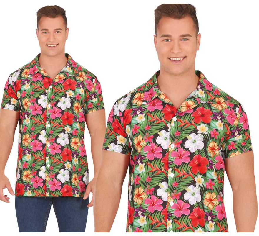 Translation missing: fr.Camisa Hawaii con estampado de Flores adulto
