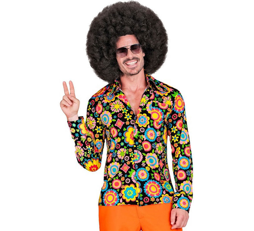 Translation missing: fr.Camisa Hippie de los Años 60 con Flores Psicodélicas para hombre