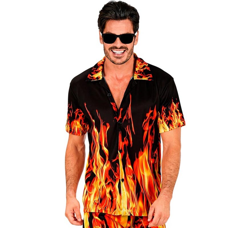 Translation missing: fr.Camisa manga corta de Llamas para hombre